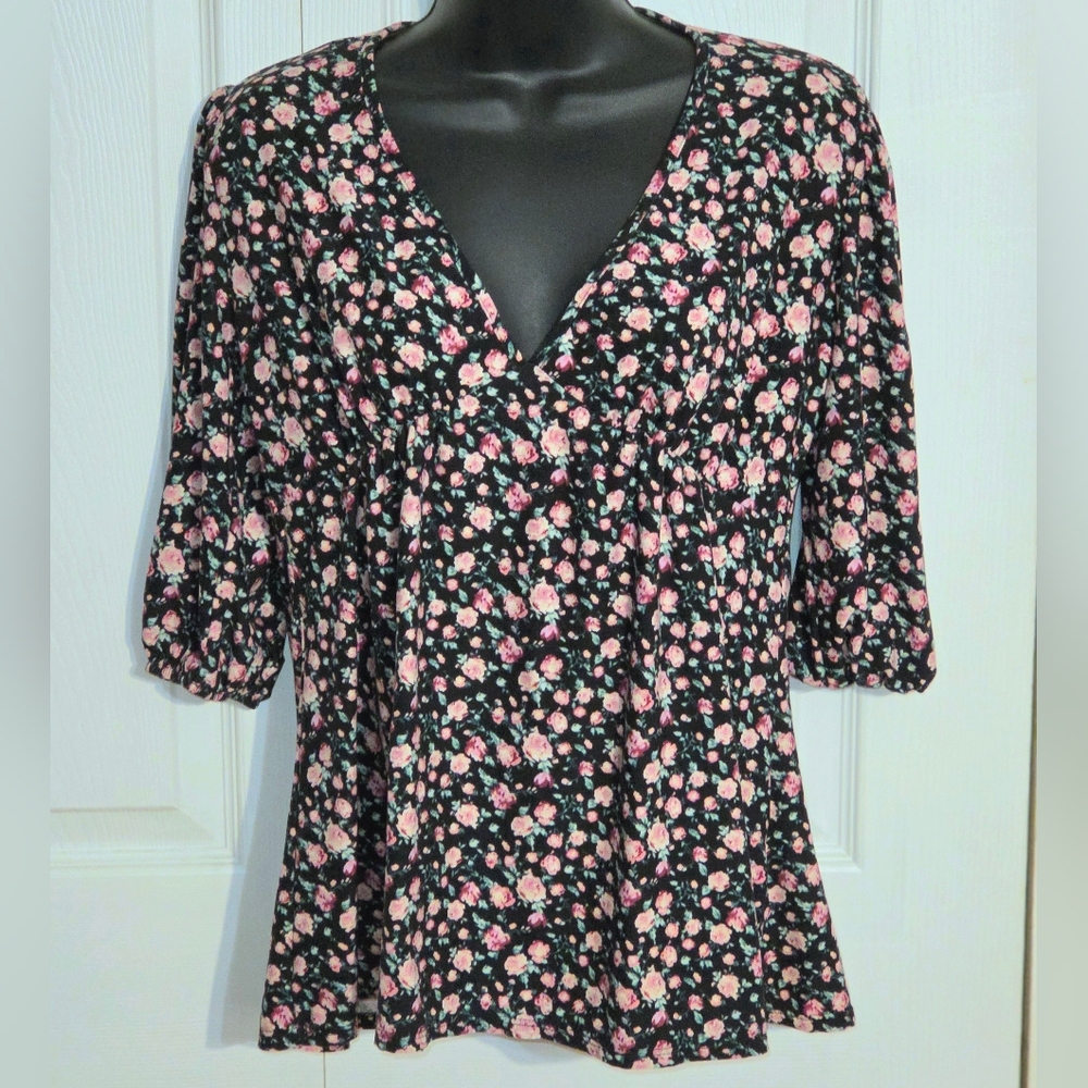 Floral V-Neck Women's Top